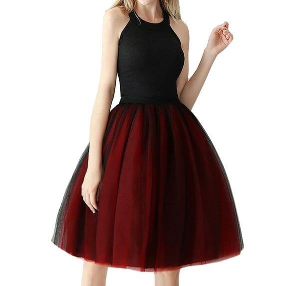 Tanhomme Women's Tulle Skirts High Low Layered Puffy Fairy Skirts Length Irregular Tutu Skirt Puffy Ballet Skirt Tutu Skirt Two Color Patchwork Pleated Skirt 7 Layer Mesh Skirt