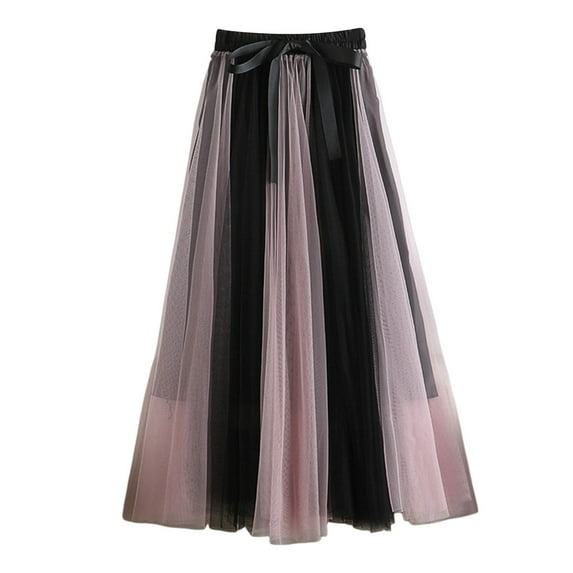 Tanhomme Women's Tulle Skirts High Low Layered Puffy Fairy Skirts Length Irregular Tutu Skirt Women's A Line Tulle Party Dinner Tutu Skirt Brown Stretchy High Waisted Flared Skirt