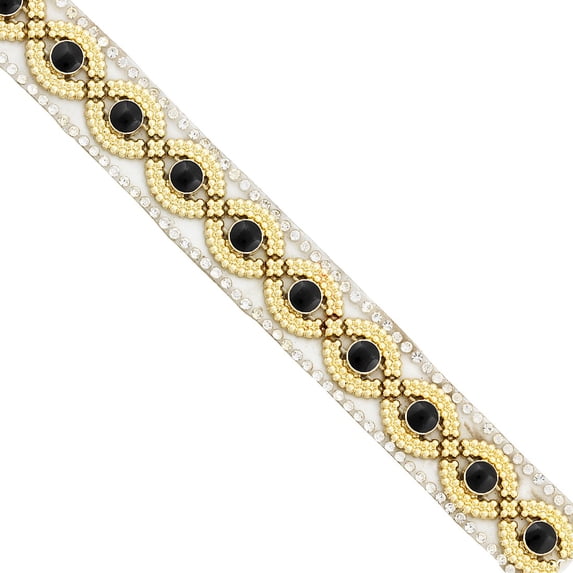 Tania 5/8" Rhinestone Beaded Iron-On Trim by the yard (Sold by the Yard)