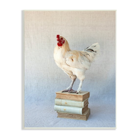 Stupell Industries Hen Vintage Novel Tomes Bird Standing on Literature,13 x 19, Design by Tania Soderman