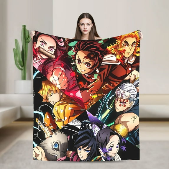 Tanjiro Flannel Fleece Cool Anime Bed Blanket Sofa Office Travel Lightweight Conditioning Blanket 30x40 Tanjiro-7