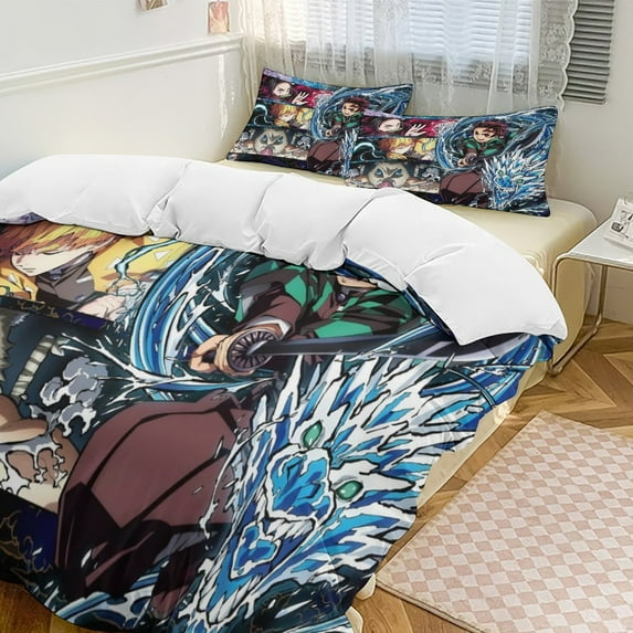 Tanjiro Kamado Demon Slayer 3-Piece Bedding Set Bed Sheets Duvet Cover Pillowcases Pillow Shams Quilts Covers Adult Kids