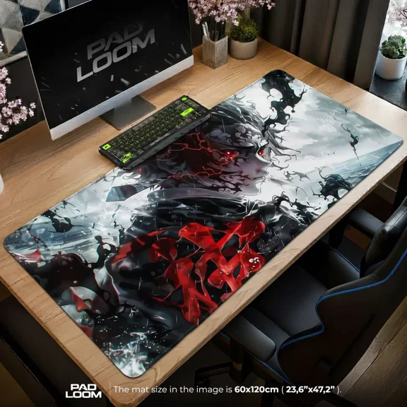 Tanjiro Kamado Mouse Pad, Water Fury Anime Gaming Desk Mat, Demon Slayer Manga Artwork, Large Computer Desk Pad, Gamer Setup Accessory