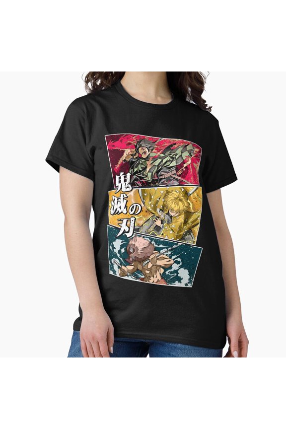 Tanjiro x Zenitsu x Inosuke Comedic Expression Trio Portrait Top T-Shirt