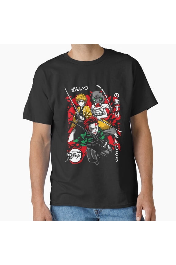 Tanjiro x Zenitsu x Inosuke Main Trio Comic Style Action Stance T-Shirt