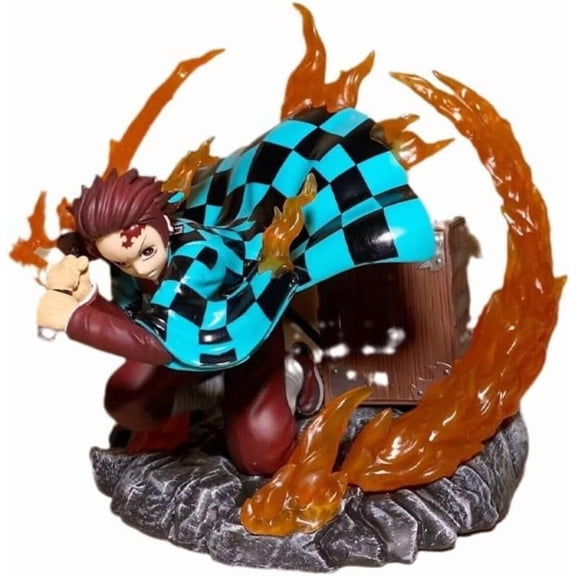 Tanjirou Figure Fighting Flame Kamado Tanjirou Anime Figures 14cm/5.5inch PVC Characters Handicrafts Souvenirs for Anime Fans Gifts