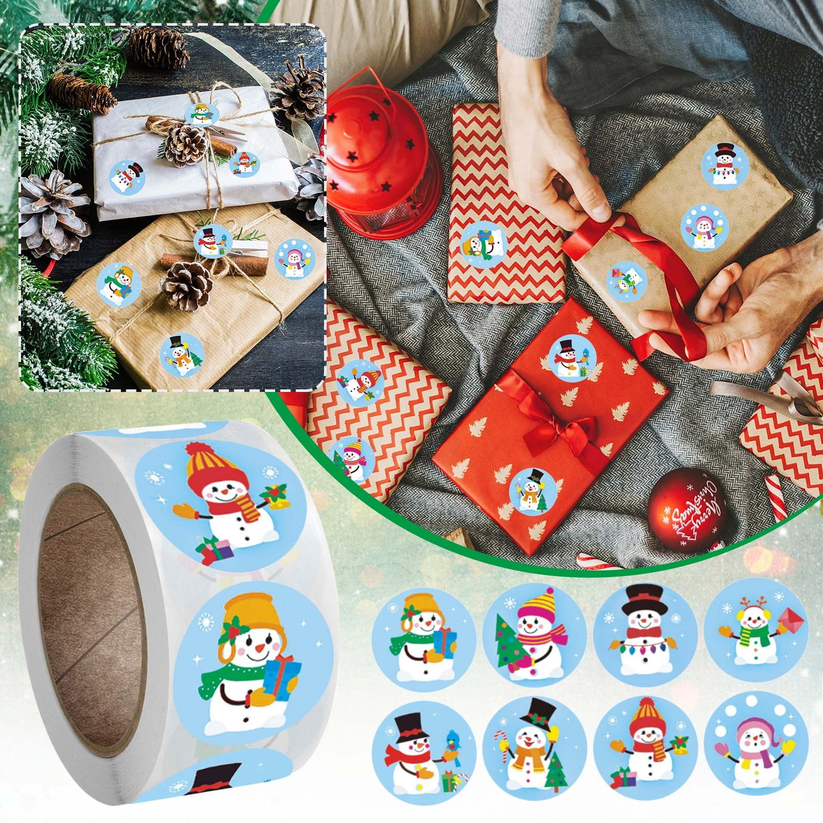 Tanjnj 500PC Roll of Christmas Stickers for Kids Pack Christmas Sticker ...