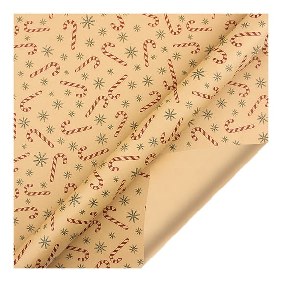 Tanjnj Christmas Wrapping Paper, Kraft Gift Wrapping Paper with Cane Candy, Vintage Red Green Xmas Wrapping Paper, Holiday Gift Wrap for New Year (27.6x19.7 In, Folded)
