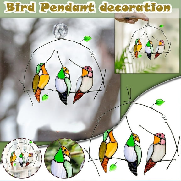 Tanjnj Acrylic Bird Wall Decor Indoor Wall Art Sculpture Hanging Window Decoration