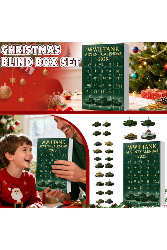 Tank 2D Flat 24 Acrylic Keychain Tank Box Countdown Calendar Blind Box WWII TANK ADVENT CALENDAR 2025
