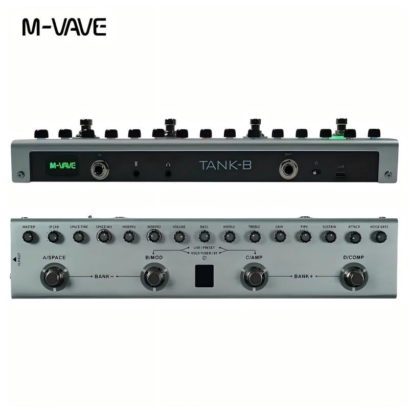 Tank-B Rechargeable Guitar Multi-Effects Pedal Portable 36 Presets 9 Preamp Slots 8 IR Cab Slots 3 Modulation, Delay, Reverb Effects, for Bass Eid Al-Adha Mubarak