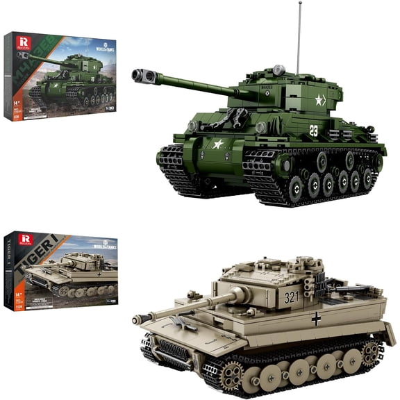 Ylutex Tank Building Block Set 77030+77031,WW2 Military Tanks Building Block Set for Military Fans