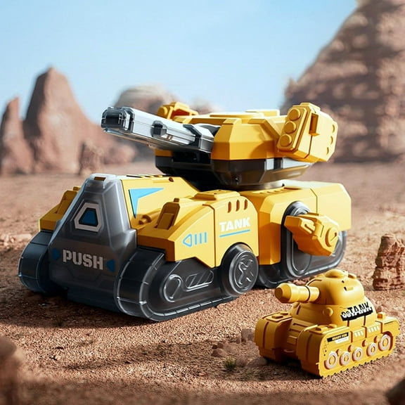 Tank Car Wind-Up Cars Toys for Kids, with Creative Clockwork Sliding Tank Age 3+, Yellow