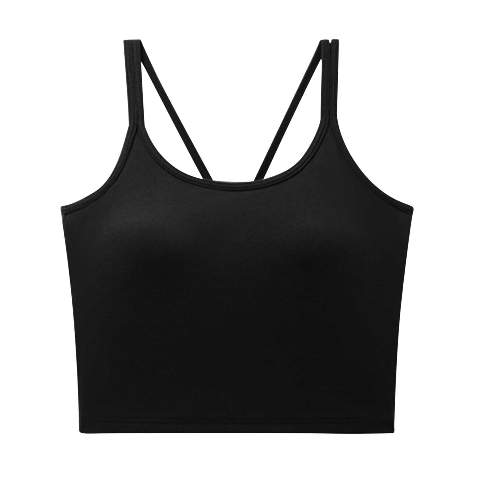 Tank Crop Top for Women Strap Short Camisole Athletic Sportwear Slim Ribbed  Tanks with Built in Bra