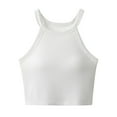 thumbnail image 1 of Tank Crop Top for Women Strap Short Camisole Athletic Sportwear Slim Ribbed Tanks with Built in Bra, 1 of 4