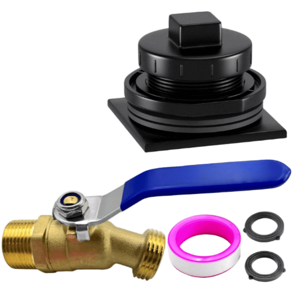 Tank Drain Stopper Kit With Brass Valve And Dual Rubber Seals, UV Resistant ABS Plastic Fitting For 100-150/Gallon For RUBBERMAID Water Tanks