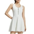 thumbnail image 1 of Tank Dresses for Women with Built in Shorts & Bra Casual Sleeveless V-Neck Tennis Dress Sport Going Out Exercise Mini Dresses with Zipper White S, 1 of 6