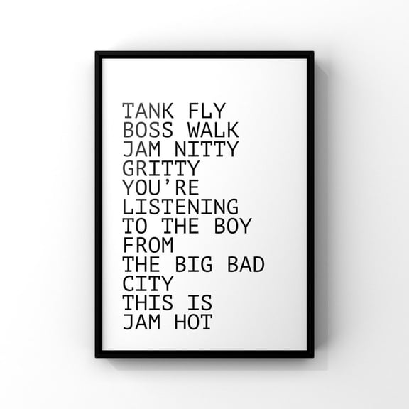 Tank Fly Boss Walk Lyrics Print: 90s Music Poster, Unframed Paper Poster 8x10in