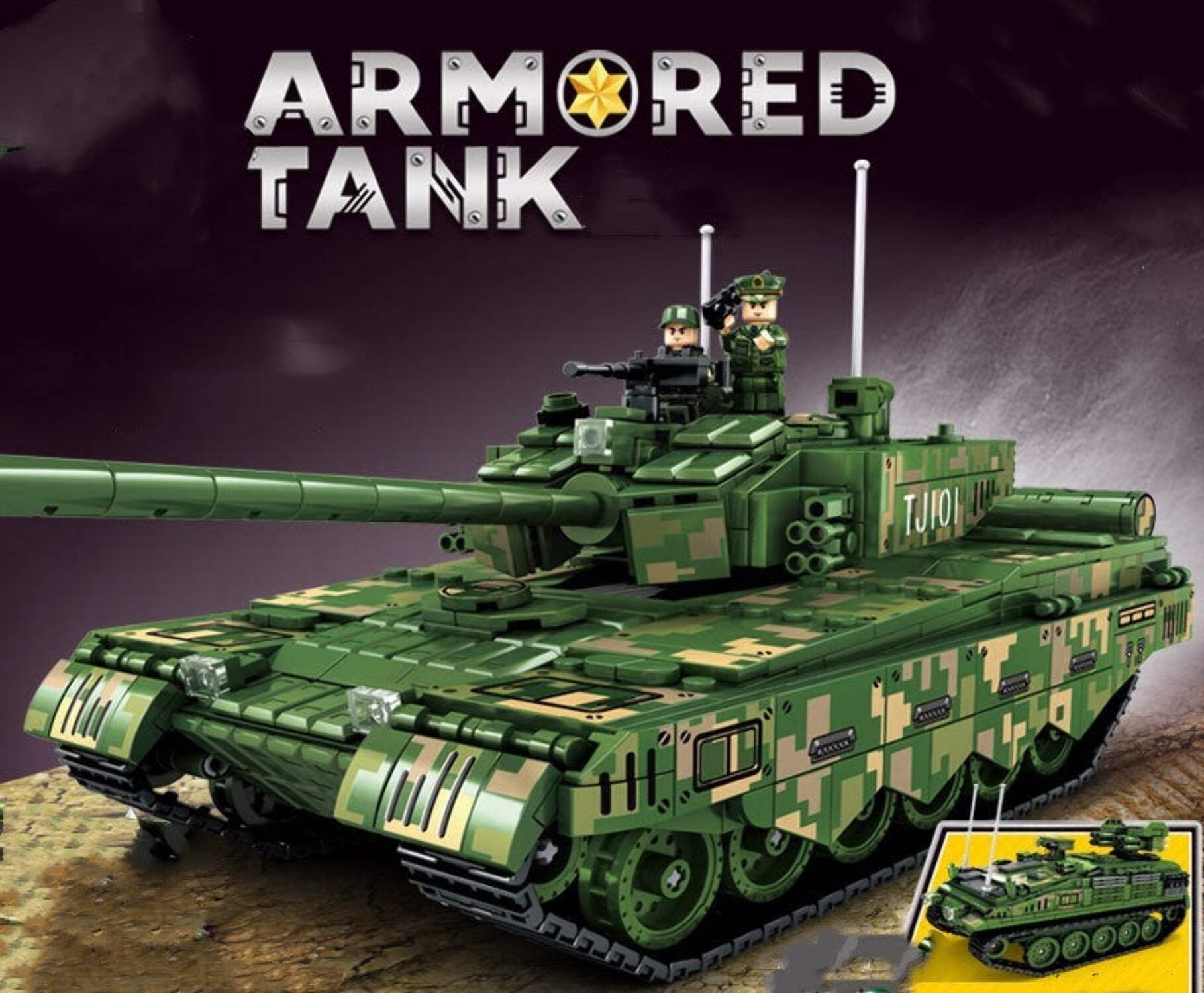 Tank Military Building Blocks WWII Eating Chicken Children Assembling ...