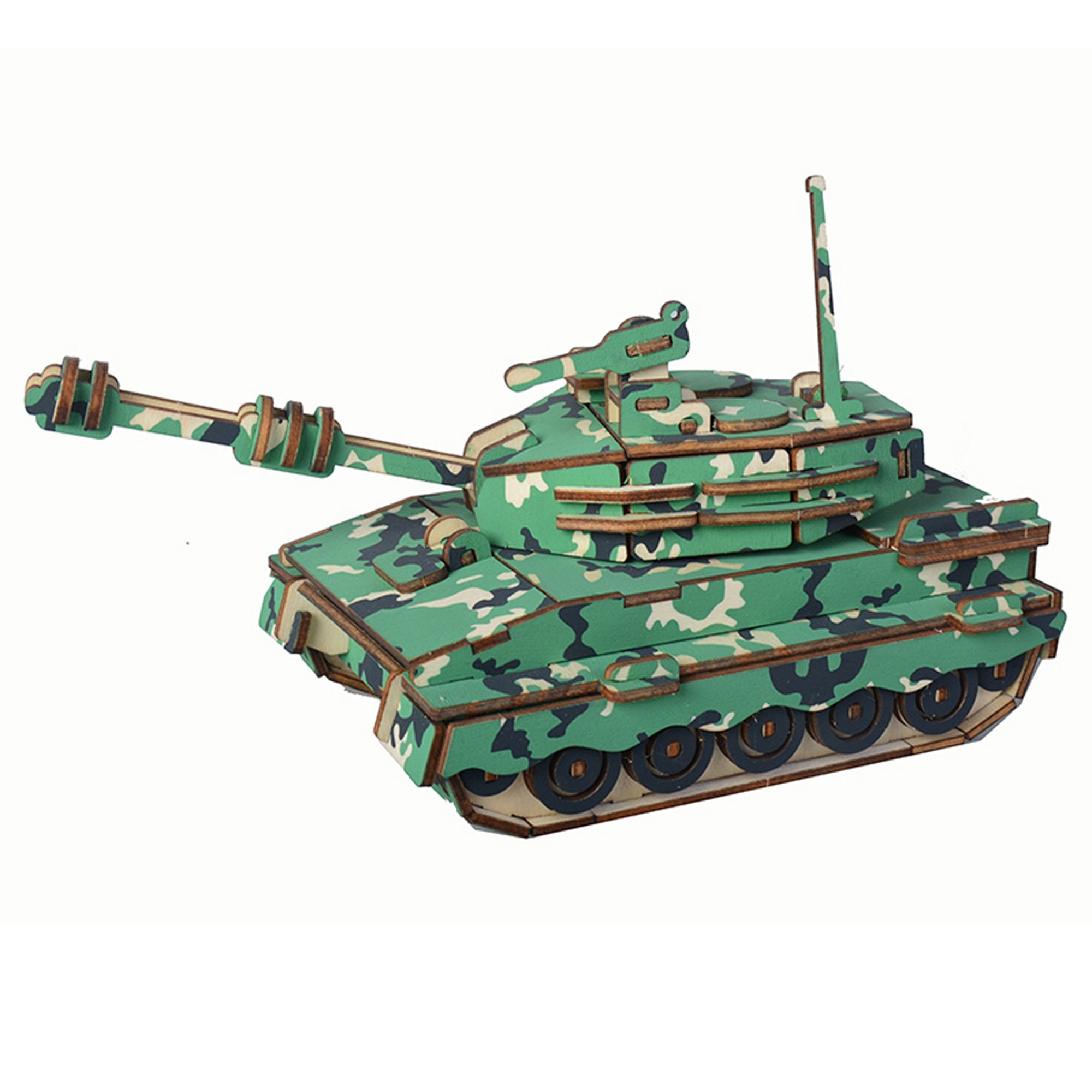 Wooden Tank Model Kit – 137-Piece 3D Laser-Cut Puzzle, No Glue Needed