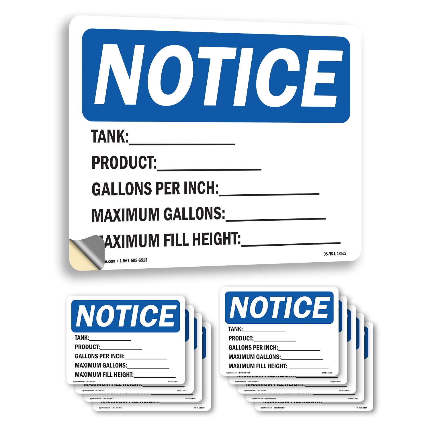 Tank_Product_Gallons Per Inch_ OSHA Notice Vinyl Decal Label 10 Inch x ...