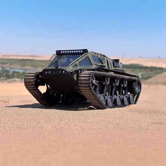 Tank Remote Control Car All-Terrain Crawler with Front Lights and Chassis for Enthusiast Off-Road Play Ideal for Young Adventurers