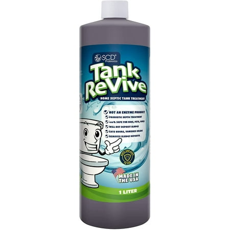 Tank Revive for Home Septic Systems – 1 Liter, Live Probiotics Liquify Sludge, Keep Septic Tanks Clear for Up to a Year, Eliminates Odors, 100% Bio-Based, Safe for People & Pipes – by SCD Probiotics