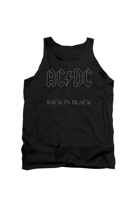 Tank Top: AC/DC- Back In Black Grey Block Logo Apparel Tank Top - Black