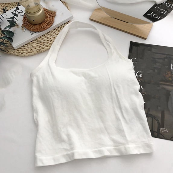 Tank Top, Backless with Built-in Bra Pads Sling Vest Top а[ Q5Q7