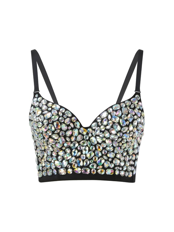 Tank Top Baggy Shirts Women Band T Shirt Crop Top Beach Mode Tops for Women 1x Womens Tops Women Top Loose Womens Corset Clothing Hand Sewn Nightclub Rhinestone Suspender Sequin Corset Top Women