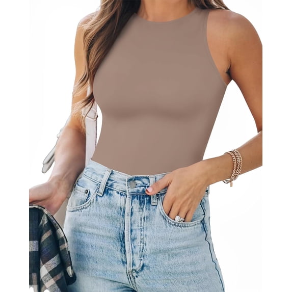 Tank Top Body Suits Women Sexy Crew Neck Racerback Halter Ribbed Sleeveless Bodysuit for Women