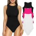 thumbnail image 1 of Tank Top Body Suits Women Sexy Crew Neck Racerback Halter Ribbed Sleeveless Bodysuit for Women, 1 of 1