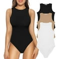 thumbnail image 1 of Tank Top Body Suits Women Sexy Crew Neck Racerback Halter Ribbed Sleeveless Bodysuit for Women, 1 of 1