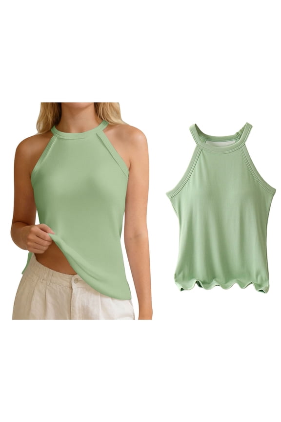 Tank Top Bras for Women Sleeveless Halter Built in Bra Tank Slim Fitted Sports Bra Women Long Bra Tanks