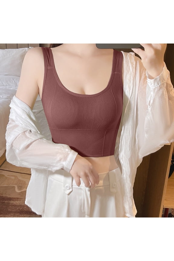 Tank Top Bras for Women Stretch Medium Support Ribbed Comfy Everyday Bralette No Underwire Pullover Daily Brassiere, Purple, Free Size