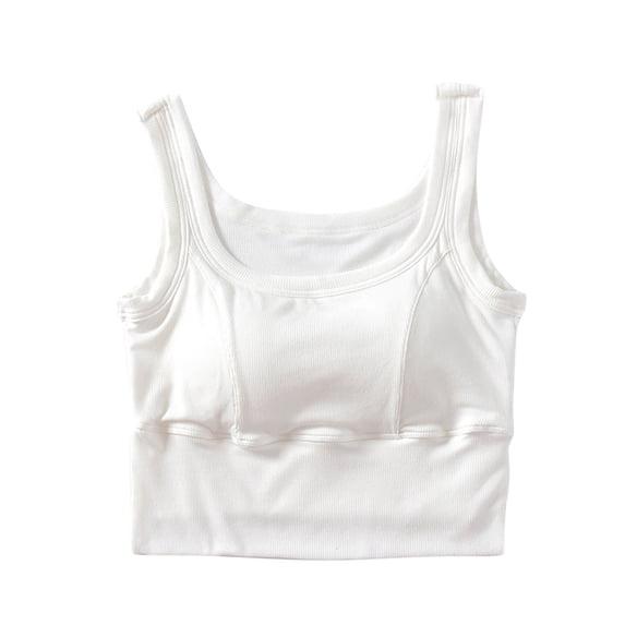 Tank Top With Built In Bra For Women Sevevn Women's Solid Color With Chest Cushion Side Split Bottom Slim High Waist Inner Top Cropped Tank Tops For Women