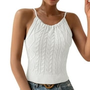 Tank Top For Women Backless Lace Up Neck Suspender Top Vest White S