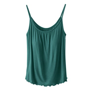 QHFBli Womens Tank Tops With Built In Bra Summer Basic Padded Yoga Shirt Shelf Bras Workout Camisole Casual Modal Undershirt