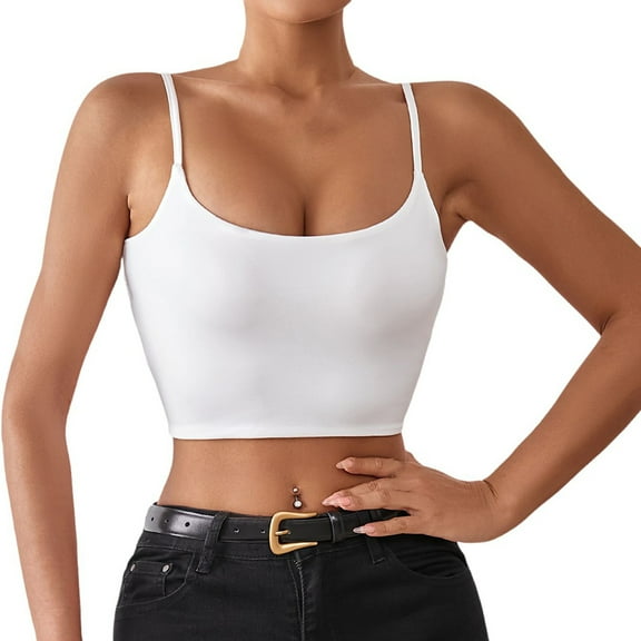 Tank Top For Women Summer Solid Color Spring Sexy Crop Strap Inner Camisole Vest T Shirts Sportwear,White,XS