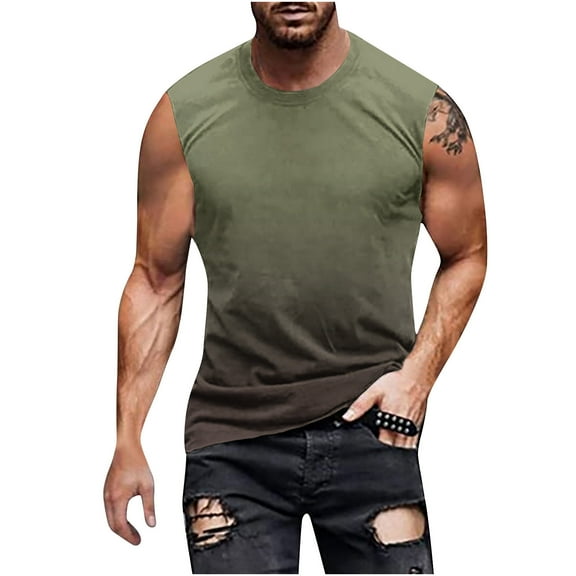 Tank Top Men Sleeveless Tank Top Muscle Lightweight Quick Drying Blouse Gradient Summer Workout Sports Tee Shiorts Muscular Cut Bodybuilding Gym Fitness Vest T-Shirts