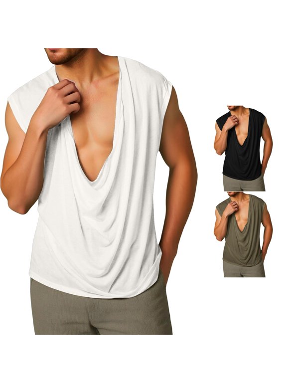Tank Top Men's Sleeveless V Neck T Shirt Men Summer Leisure Loose Sand Beach Tops Men T Shirts Fashion Designer Shirts for Men Big and Tall Mod Bod Tops Men Dark Shirt Was Out Long Sleeve Men
