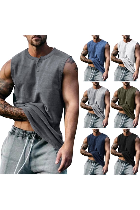 Tank Top Mens Compression Tank Top Men Men's Solid Color Elasticity Casual Fitness Sport Permeability Round Neck Tank Tops Gray Xxxl
