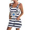 thumbnail image 1 of Tank Top Romper for Women Summer Tie Knot Shoulder Floral Print Short Jumpsuit with Pocket Casual Wide Leg Athletic Outfits, Blue, L, 1 of 5