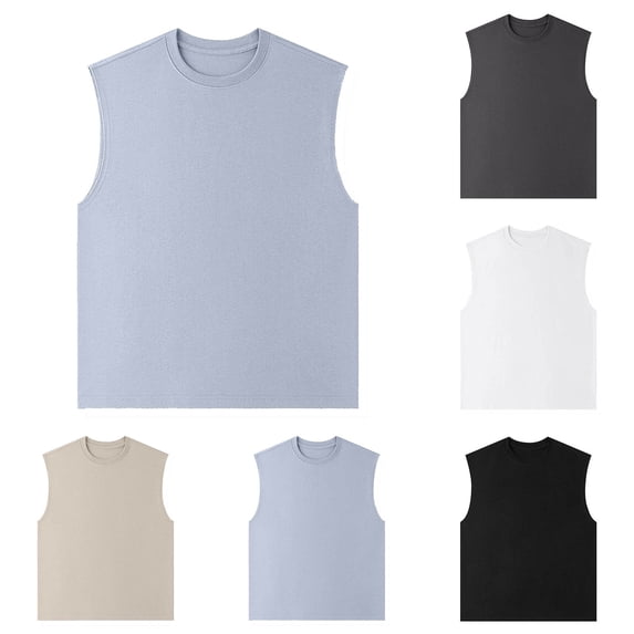Tank Top Tank Tops Men Pack Tank Tops Men Pack Men Summertime Solid Color Casual Sleeveless Exercise Waistcoat T-shirt Khaki XXL