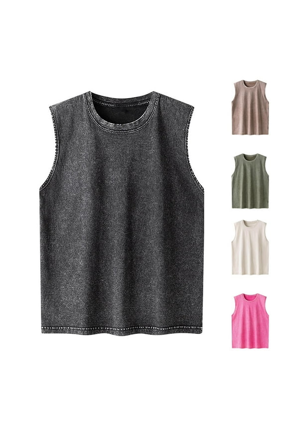 Tank Top Tank Tops Men Pack Tank Tops Men Pack Men's Vintage Solid Color Casual Fitness Sport Permeability Round Neck Tank Green M