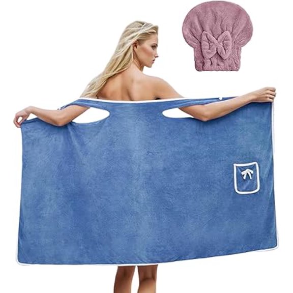 Tank Top Towel Robe, Tank Top Towel Wrap, Plus Size Women's Wearable Shower Skirt, Oversized Body Wrap Button Design