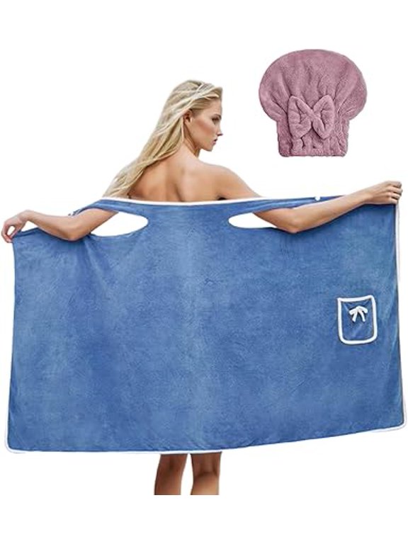 Tank Top Towel Robe, Tank Top Towel Wrap, Plus Size Women's Wearable Shower Skirt, Oversized Body Wrap Button Design