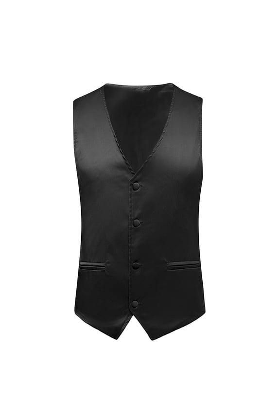 Tank Top Under Shirt for Men Men's Solid Color British Leisure Slim Fit Stage Wedding Dress Vest Coat Black XXL