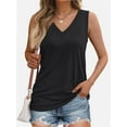 thumbnail image 1 of Tank Top Women Casual Soft Summer V Neck Sleeveless Tops Outfits Clothes, 1 of 6