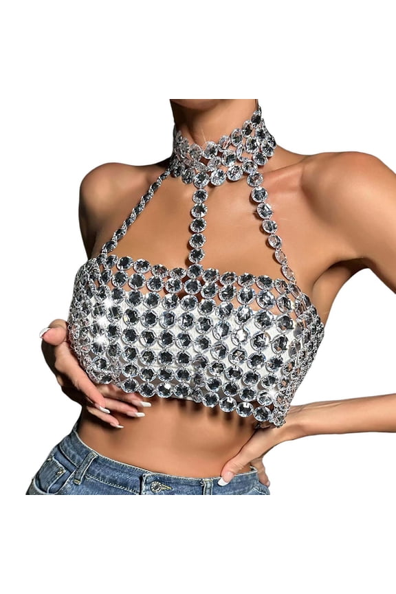 Tank Top Women Chain Clothes Beading Tassel Sleeveless Backless Crop Top Club Tank Tops Dip Tops Women Chambray Top Women for Women Furry Slides for s Deep V Neck Tops for Women